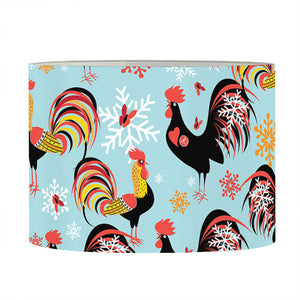 Rooster And Snowflake Pattern Print Drum Lamp Shade