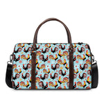 Rooster And Snowflake Pattern Print Duffle Bag