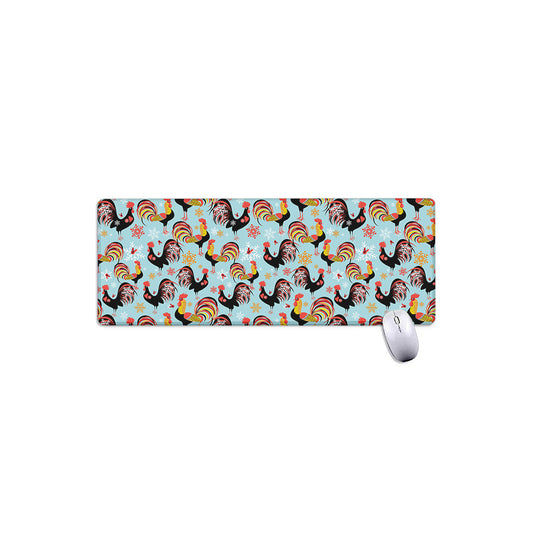 Rooster And Snowflake Pattern Print Extended Mouse Pad