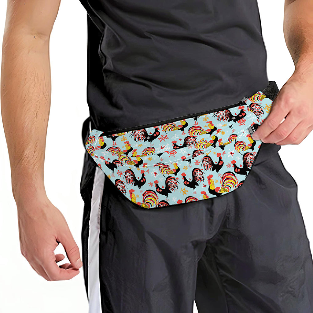 Rooster And Snowflake Pattern Print Fanny Pack
