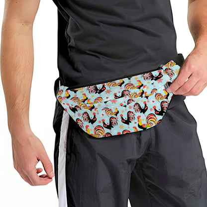 Rooster And Snowflake Pattern Print Fanny Pack