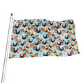 Rooster And Snowflake Pattern Print Flag