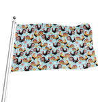 Rooster And Snowflake Pattern Print Flag