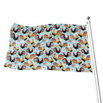 Rooster And Snowflake Pattern Print Flag
