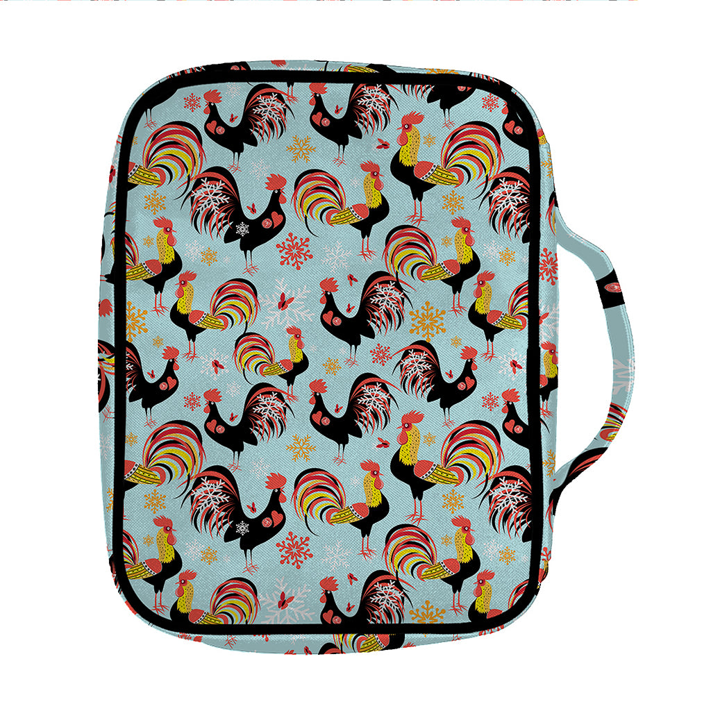 Rooster And Snowflake Pattern Print Front Pocket Bible Bag