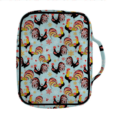 Rooster And Snowflake Pattern Print Front Pocket Bible Bag