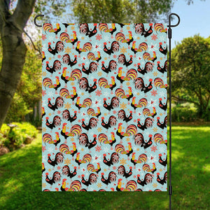 Rooster And Snowflake Pattern Print Garden Flag