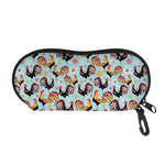 Rooster And Snowflake Pattern Print Glasses Case