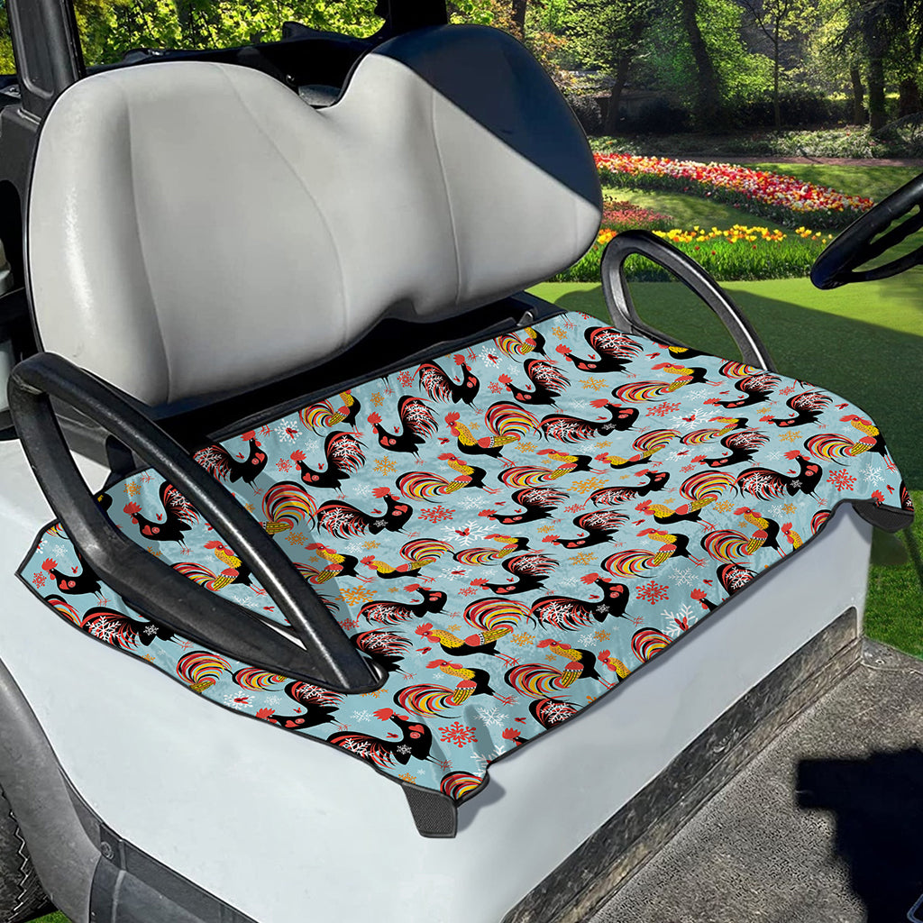 Rooster And Snowflake Pattern Print Golf Cart Seat Cover