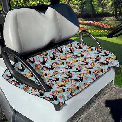 Rooster And Snowflake Pattern Print Golf Cart Seat Cover