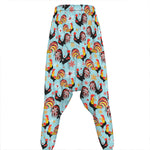 Rooster And Snowflake Pattern Print Hammer Pants