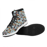 Rooster And Snowflake Pattern Print High Top Leather Sneakers