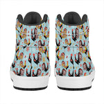 Rooster And Snowflake Pattern Print High Top Leather Sneakers