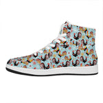 Rooster And Snowflake Pattern Print High Top Leather Sneakers