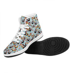 Rooster And Snowflake Pattern Print High Top Leather Sneakers