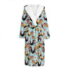 Rooster And Snowflake Pattern Print Hooded Bathrobe