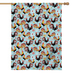 Rooster And Snowflake Pattern Print House Flag