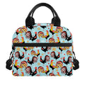 Rooster And Snowflake Pattern Print Insulated Lunch Bag