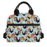 Rooster And Snowflake Pattern Print Insulated Lunch Bag