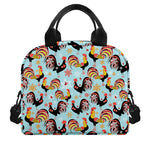 Rooster And Snowflake Pattern Print Insulated Lunch Bag