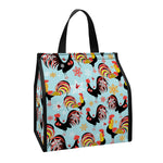 Rooster And Snowflake Pattern Print Insulated Lunch Tote