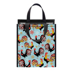 Rooster And Snowflake Pattern Print Insulated Lunch Tote