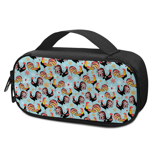 Rooster And Snowflake Pattern Print Insulin Cooler Travel Case