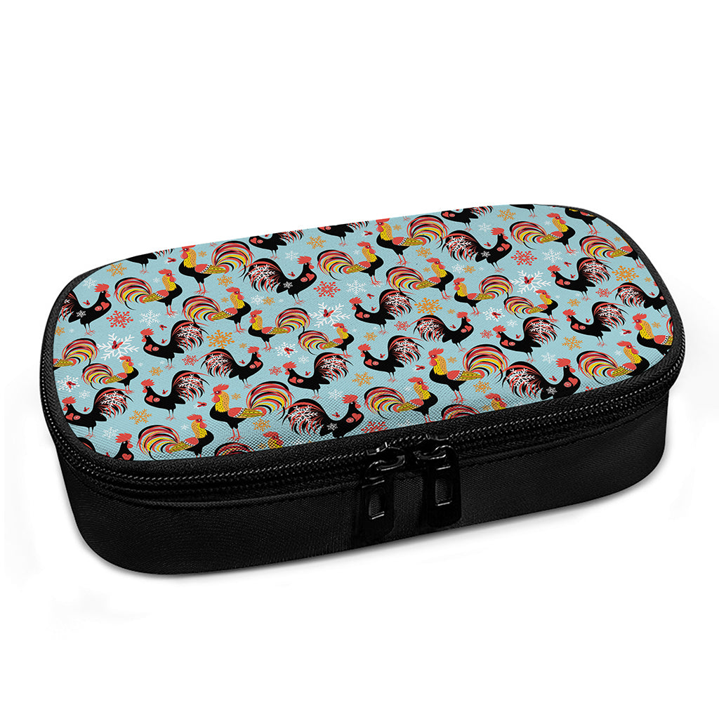 Rooster And Snowflake Pattern Print Insulin Cooler Travel Case