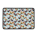 Rooster And Snowflake Pattern Print Kitchen Mat