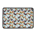 Rooster And Snowflake Pattern Print Kitchen Mat