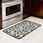 Rooster And Snowflake Pattern Print Kitchen Mat