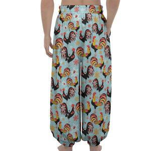 Rooster And Snowflake Pattern Print Lantern Pants