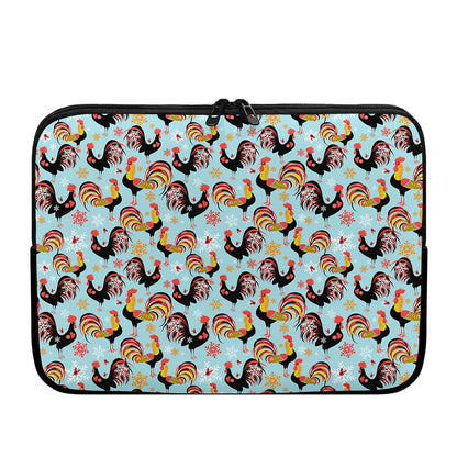 Rooster And Snowflake Pattern Print Laptop Sleeve