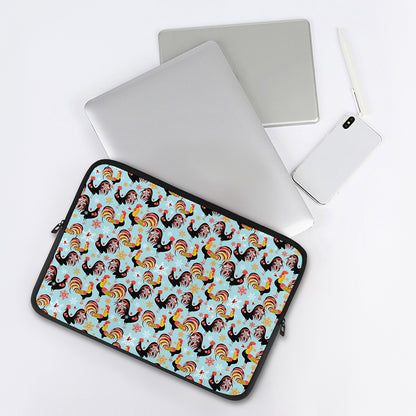 Rooster And Snowflake Pattern Print Laptop Sleeve