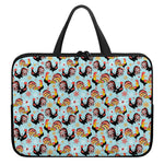 Rooster And Snowflake Pattern Print Laptop Sleeve With Handle
