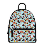 Rooster And Snowflake Pattern Print Leather Backpack