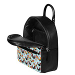 Rooster And Snowflake Pattern Print Leather Backpack