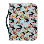 Rooster And Snowflake Pattern Print Leather Bible Cover