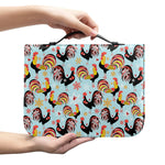 Rooster And Snowflake Pattern Print Leather Bible Cover