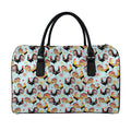 Rooster And Snowflake Pattern Print Leather Duffel Bag