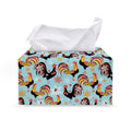 Rooster And Snowflake Pattern Print Leather Tissue Box Cover