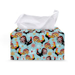 Rooster And Snowflake Pattern Print Leather Tissue Box Cover