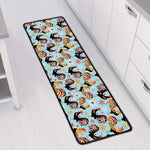 Rooster And Snowflake Pattern Print Long Kitchen Mat