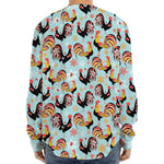 Rooster And Snowflake Pattern Print Long Sleeve Baseball Jersey