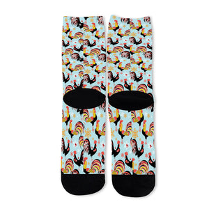 Rooster And Snowflake Pattern Print Long Socks