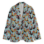 Rooster And Snowflake Pattern Print Men's Blazer