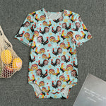Rooster And Snowflake Pattern Print Men's Bodysuit