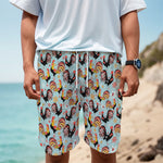 Rooster And Snowflake Pattern Print Men's Cargo Shorts