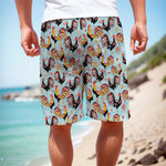 Rooster And Snowflake Pattern Print Men's Cargo Shorts