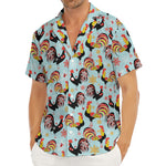 Rooster And Snowflake Pattern Print Men's Deep V-Neck Shirt